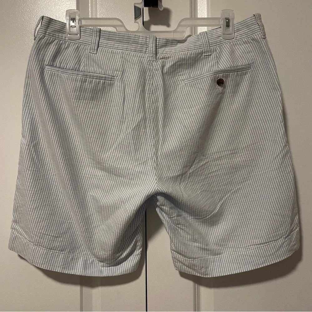 J.Crew Men’s Seersucker Shorts Blue White Stripe 100% Cotton Size 36